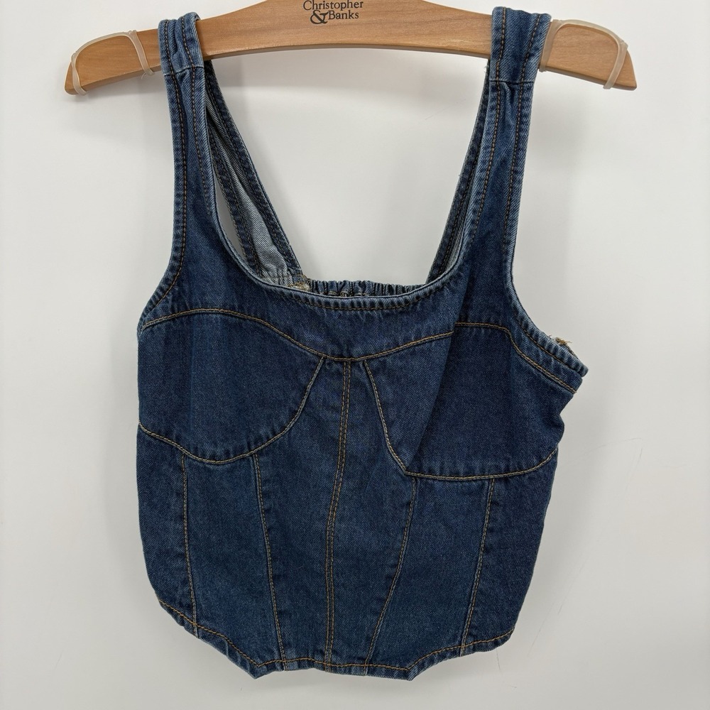 Vintage Japna Women's Denim Corset Crop Top Size Large